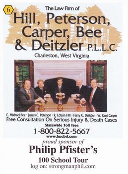 2002 Balzout Philip Pfister's 100 School Tour #6 Phil Pfister Back